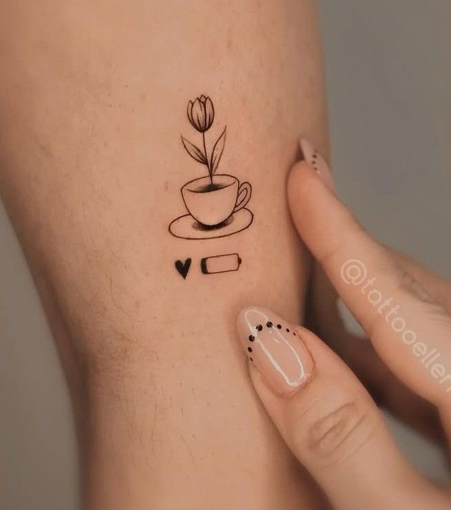 Tiny Tulip Coffee Cup Tattoo Tattoo Design