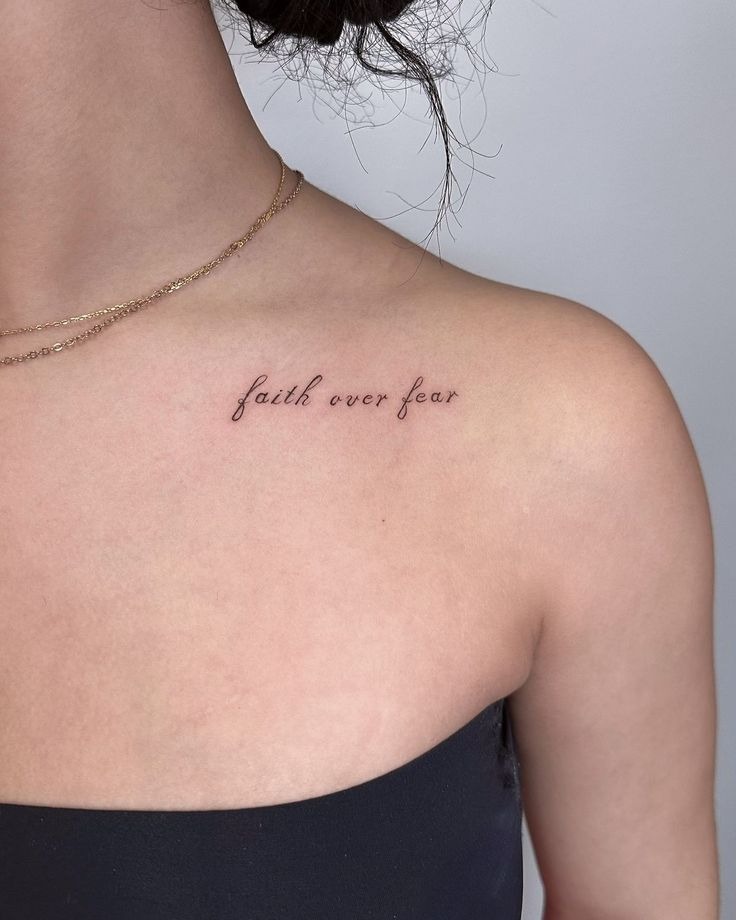 Faith Over Fear Minimal Quote Tattoo Design