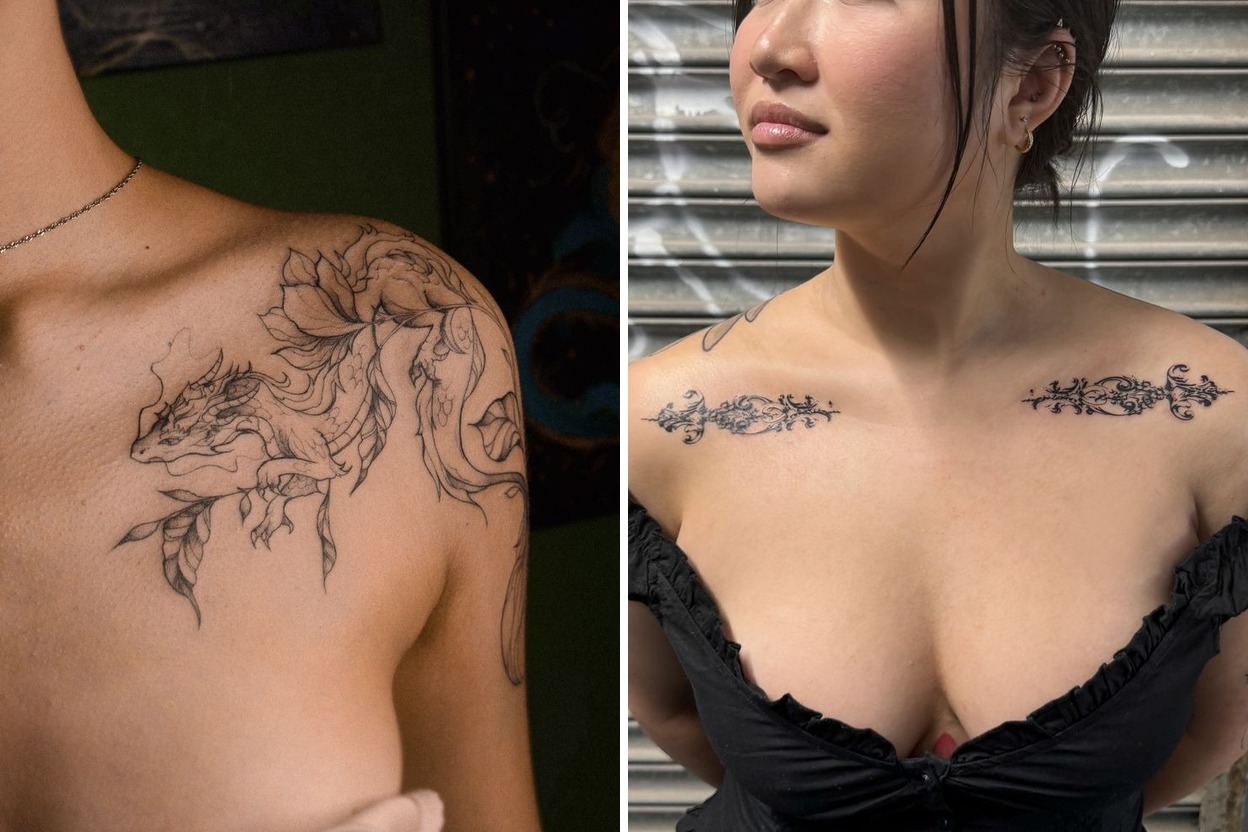 26+ Collar Bone Tattoo Ideas That Feel Stylish Personal and Seriously Beautiful Featured Lookbook Collage