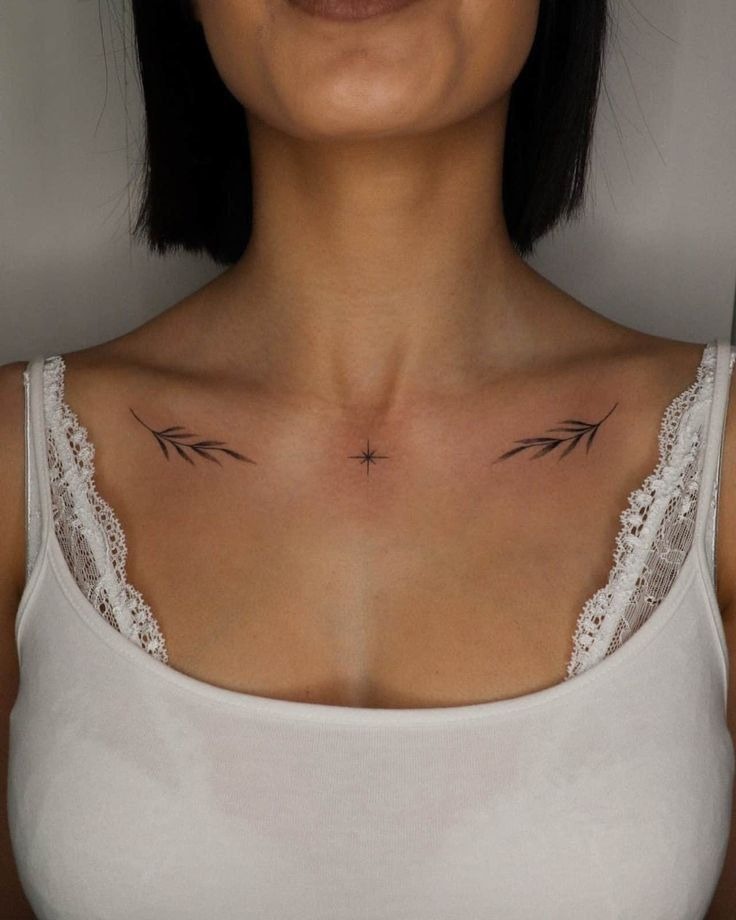 Minimal Branches with Center Star Tattoo Design
