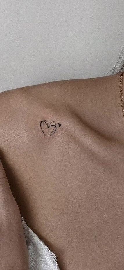 Minimal Double Heart Outline Tattoo Design