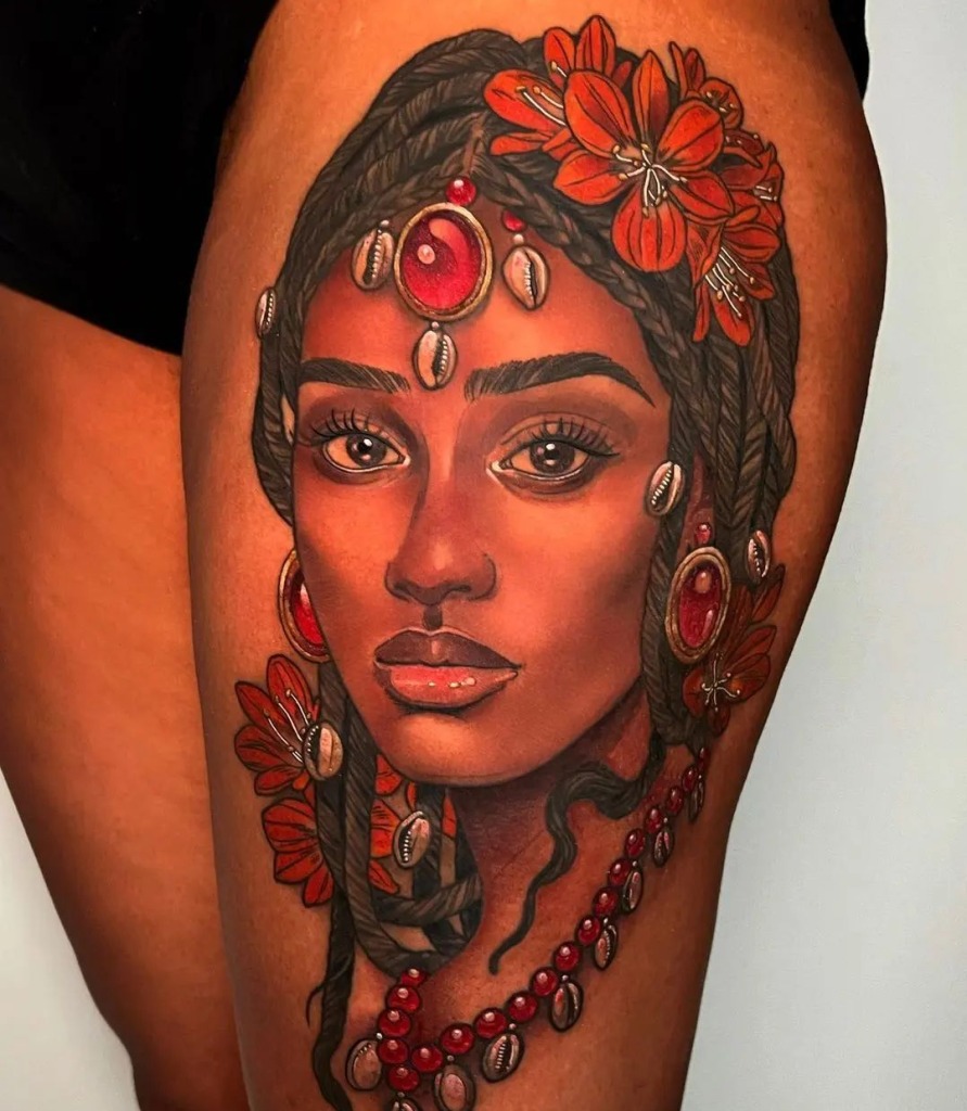 Bold Portraits with Cultural Significance tattoo design