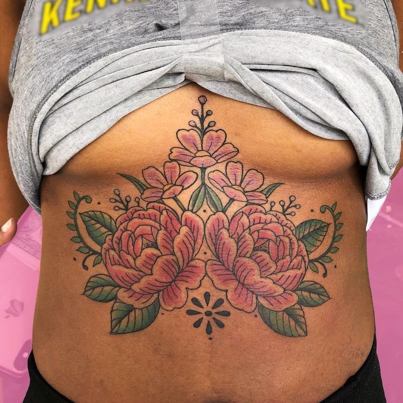 Floral Lower Belly Tattoo tattoo design