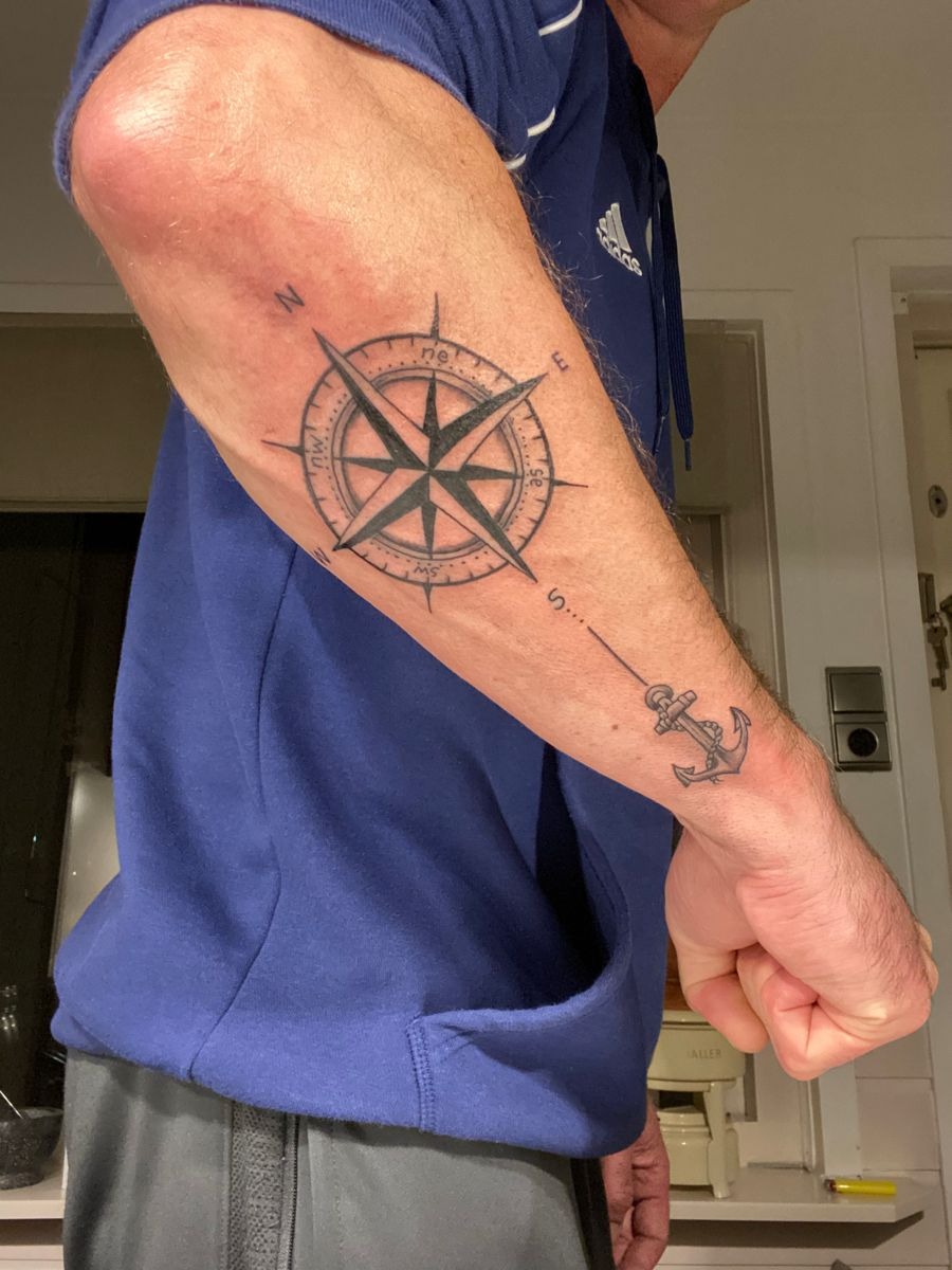 Compass and Anchor Forearm Tattoo Tattoo Design