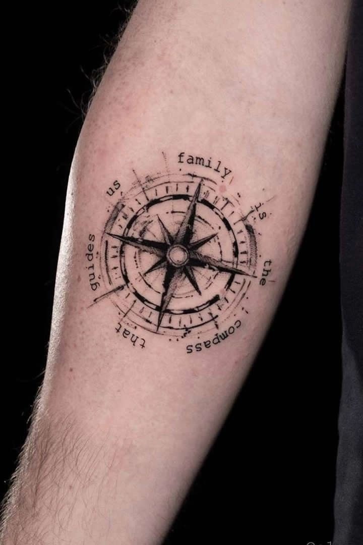 Family Quote Compass Tattoo Tattoo Design