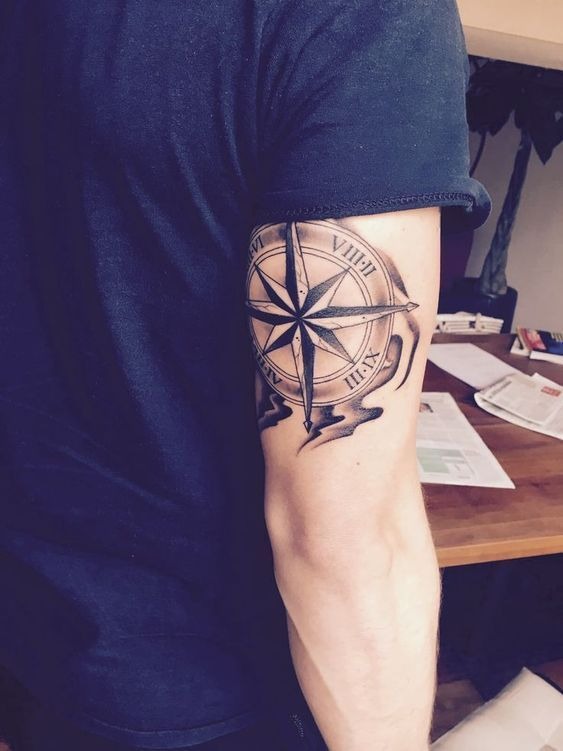 Half-Compass Upper Arm Tattoo Tattoo Design