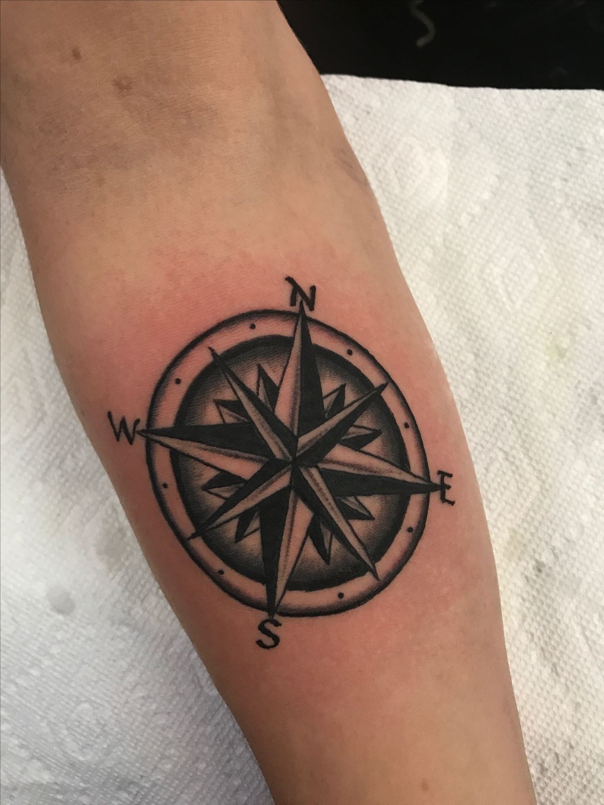 Shaded Compass Rose Tattoo Tattoo Design