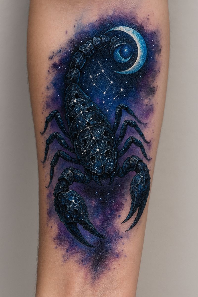 Bold Aquarius Star Shoulder Sleeve Tattoo Design