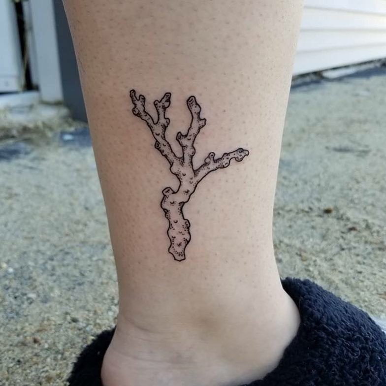 Minimalist coral reef tattoo on ankle Tattoo Design