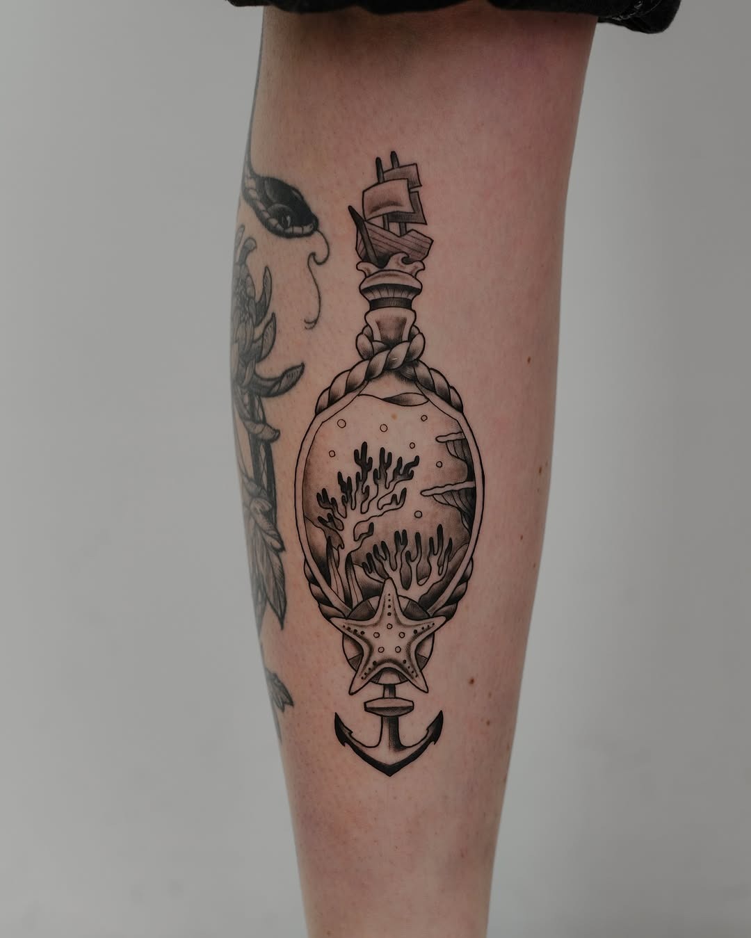 Vintage-inspired coral reef tattoo design Tattoo Design