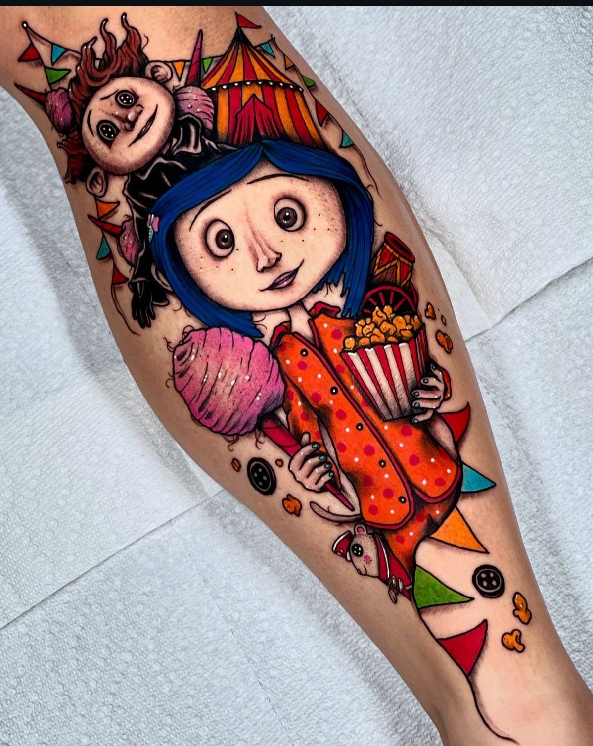 Dramatic Coraline Story Sleeve Tattoo Design