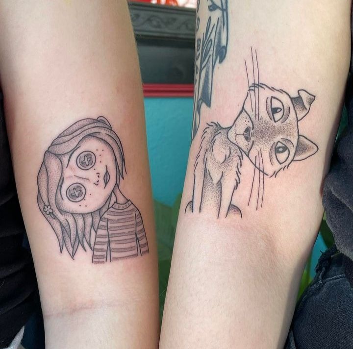 Moody Framed Coraline Portrait Tattoo Design