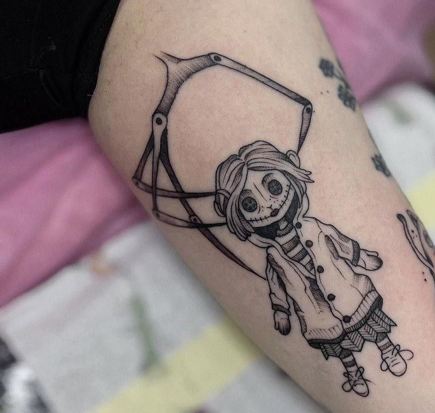 Portal Inside Coraline's Hair Tattoo Design