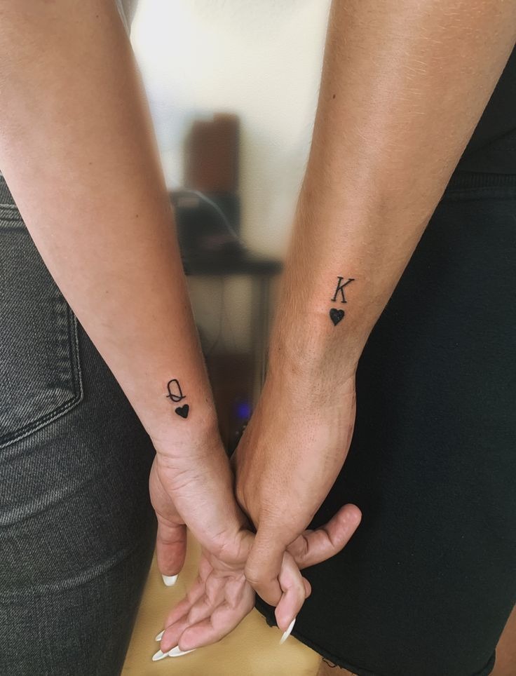 King and Queen Initial Wrist Tattoos Tattoo Design