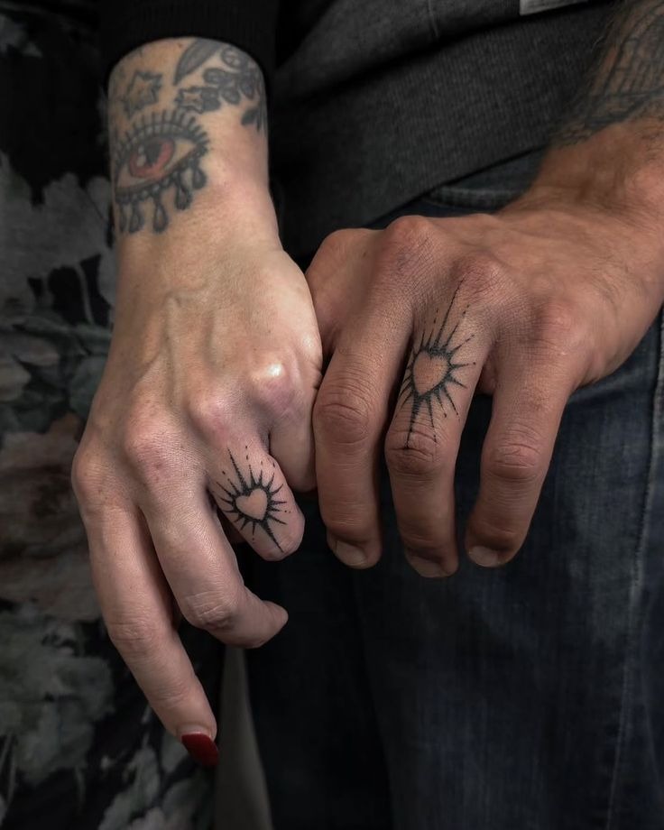Matching Radiant Sun Finger Tattoos Tattoo Design