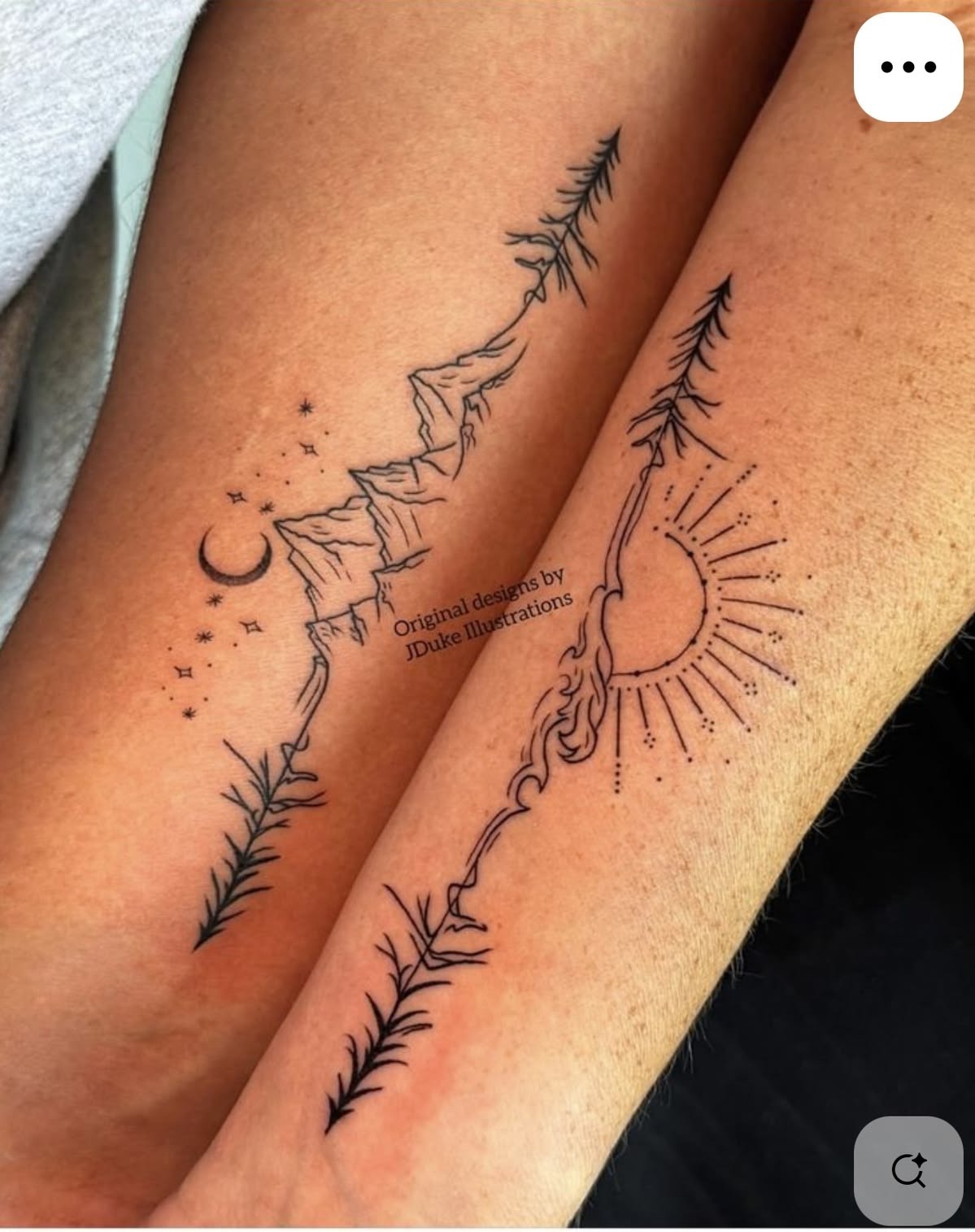 Mountain Sun and Moon Forearm Tattoos Tattoo Design