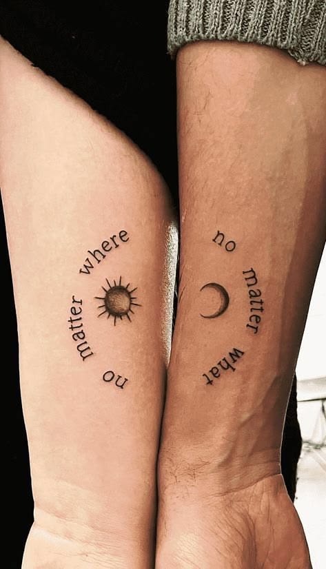 No Matter Where Sun and Moon Tattoos Tattoo Design