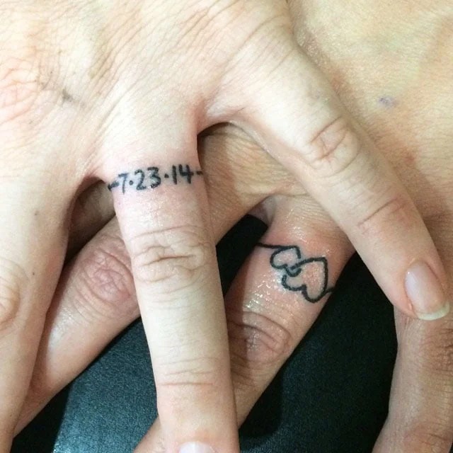 This tattoo idea is perfect for couples who want to take the concept of a wedding ring to the next level.