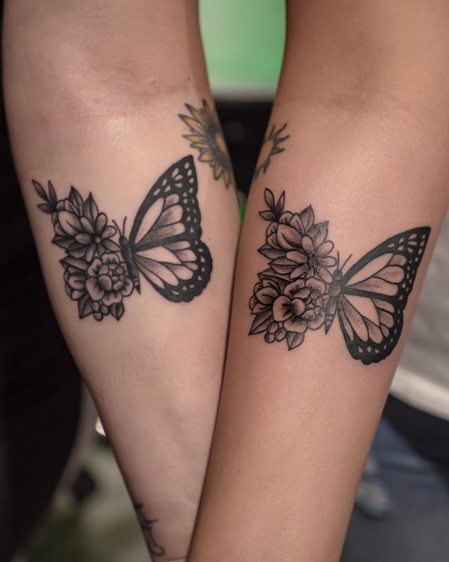 Butterfly and Flowers Cousin Tattoo Tattoo Design