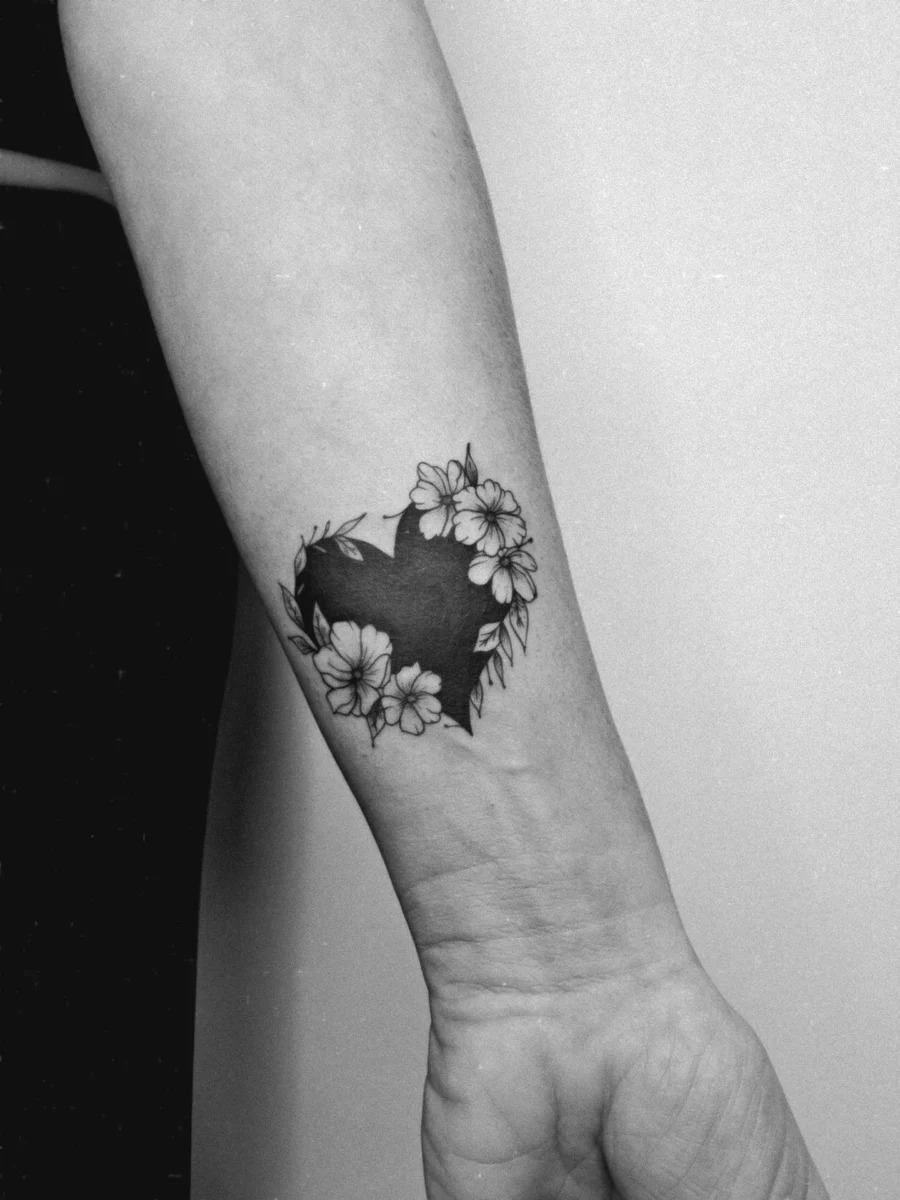 Beautiful floral heart cover-up tattoo design Tattoo Design