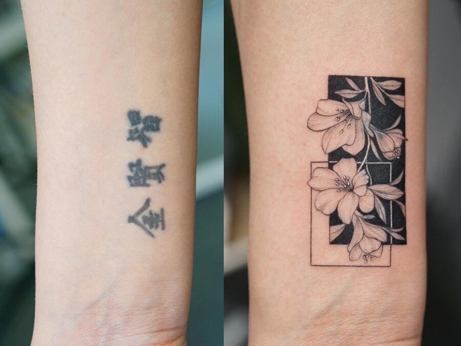 Elegant floral cover-up tattoo design Tattoo Design