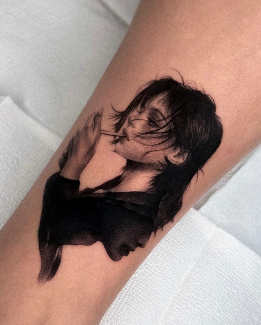 Stunning black and gray portrait tattoo design Tattoo Design