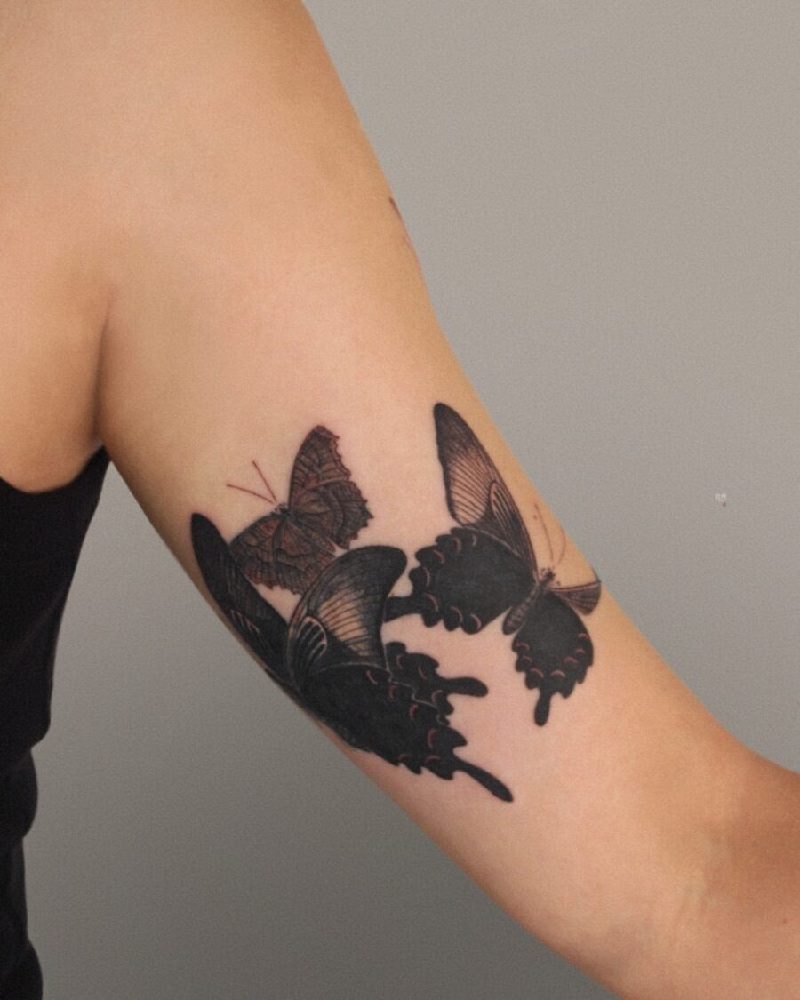 Stunning black and grey butterfly tattoos Tattoo Design