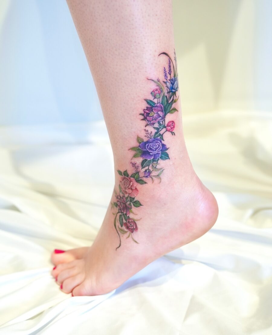 Stunning Floral Tattoo Perfect for Cover-Ups Tattoo Design