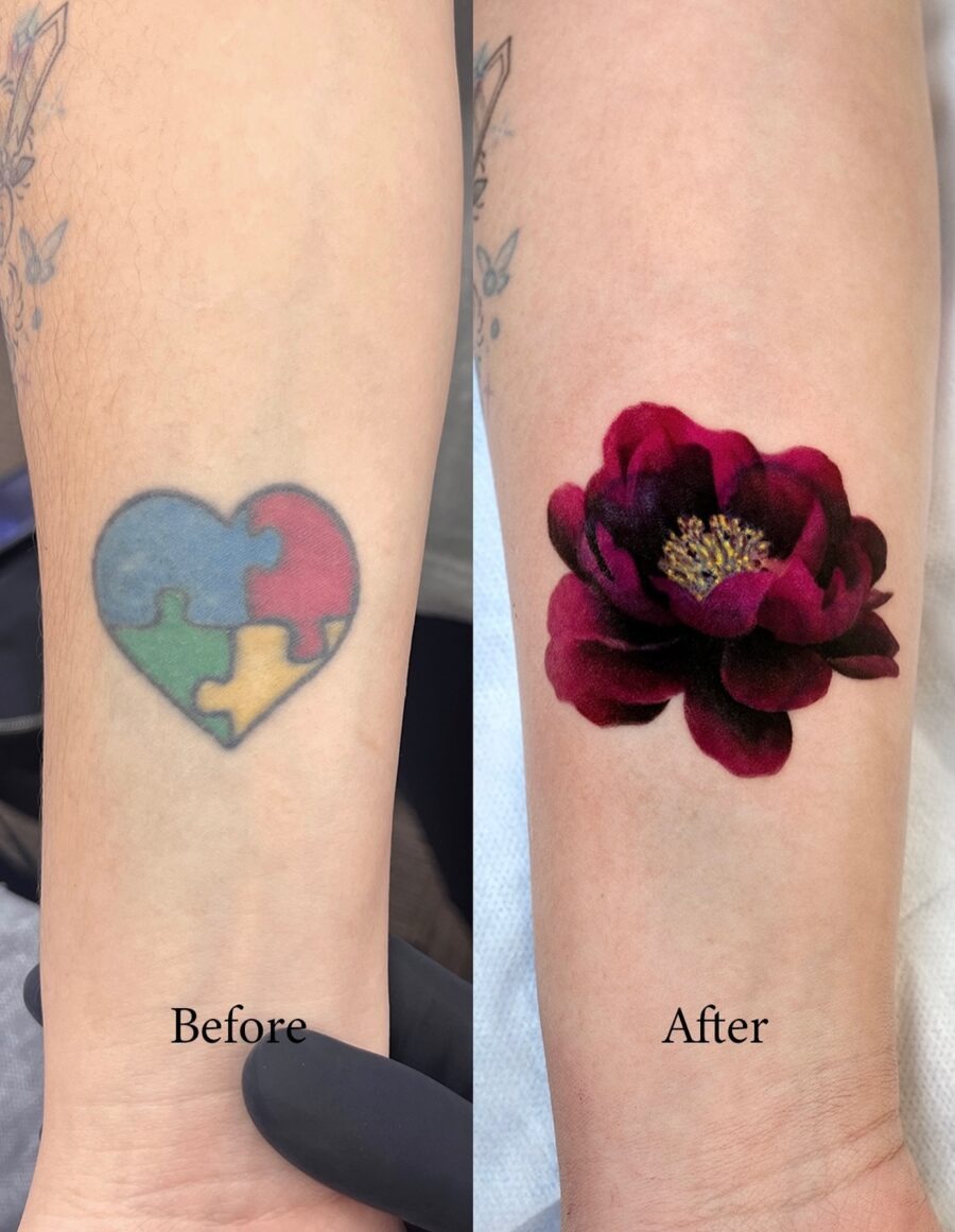 Transforming a Puzzle into a Floral Masterpiece Tattoo Design