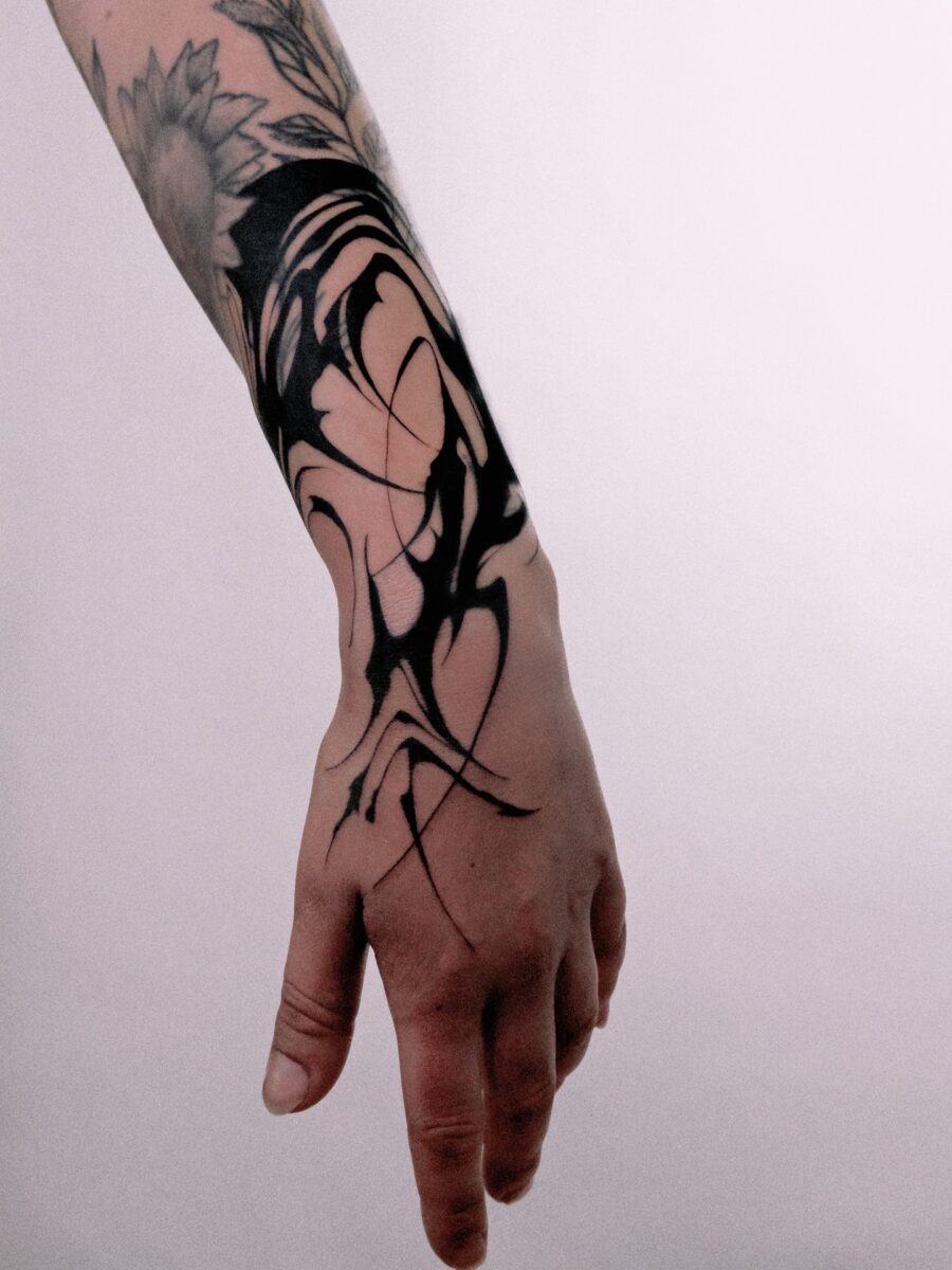 Unique Artistic Black Ink Cover-Up Tattoo Tattoo Design
