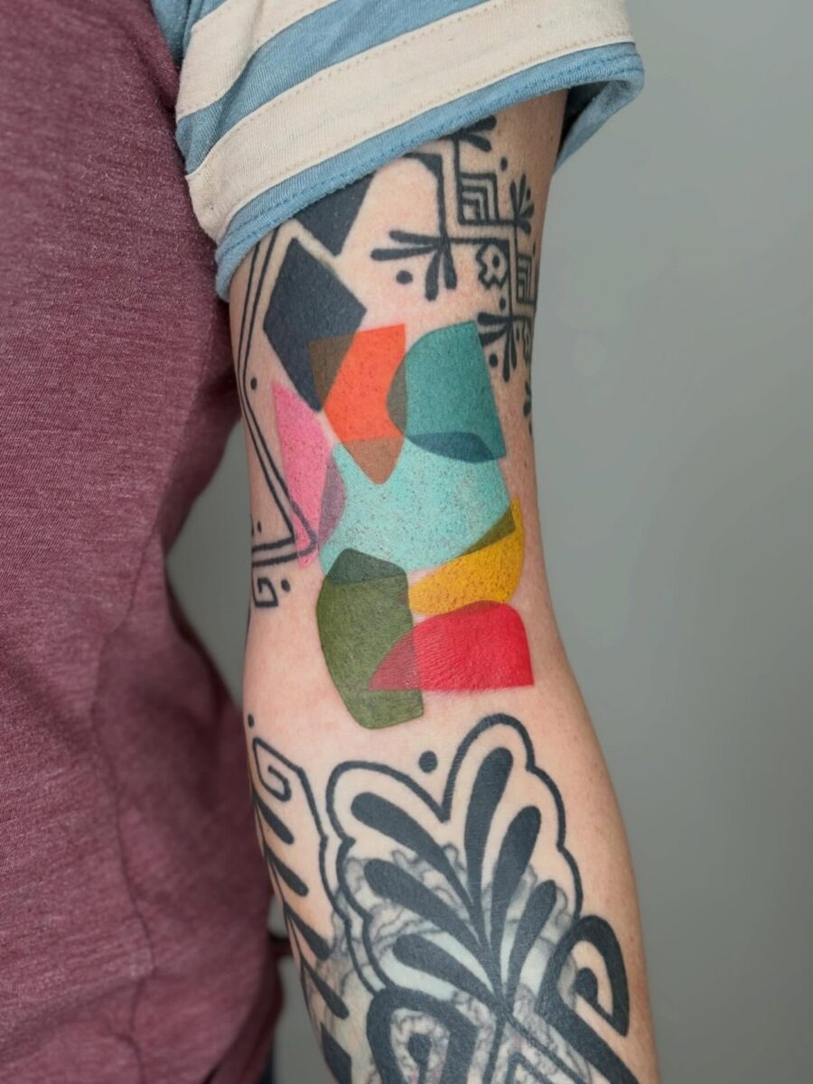 Vibrant geometric shapes for tattoo cover-up Tattoo Design