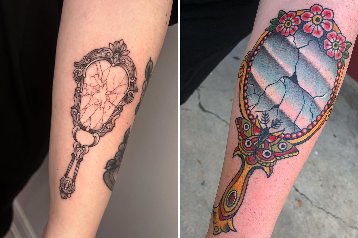 14+ Cracked Mirror Tattoo Ideas That Make a Bold Artistic Statement Featured Lookbook Collage