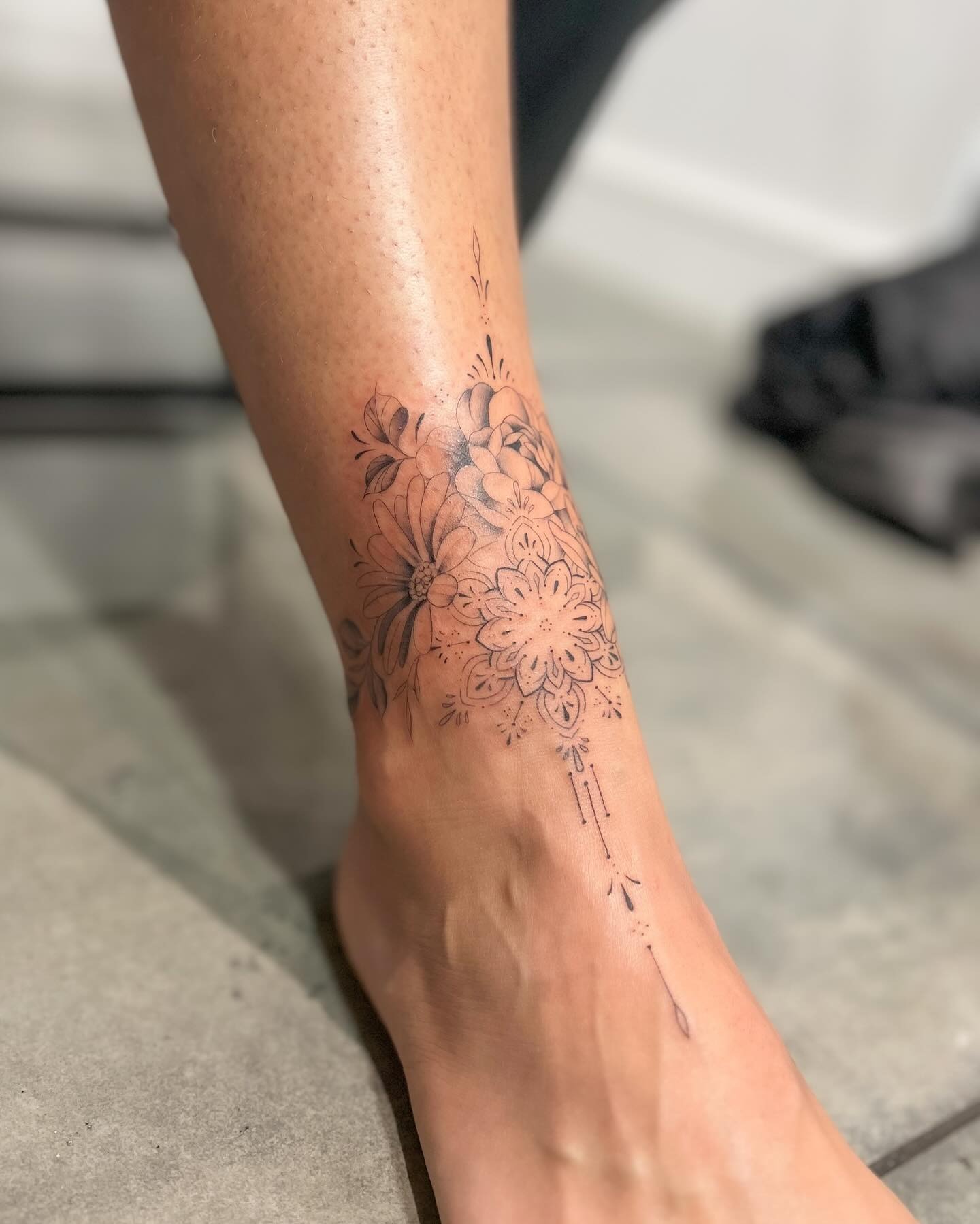 Floral Bouquet Ankle Tattoo Tattoo Design