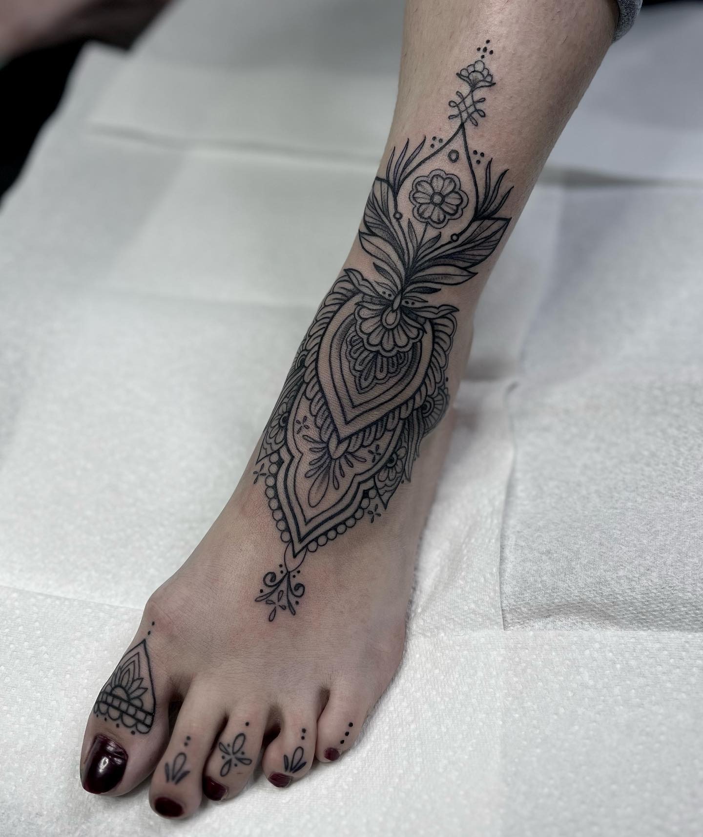 Ornamental Mandala Foot and Ankle Tattoo Tattoo Design
