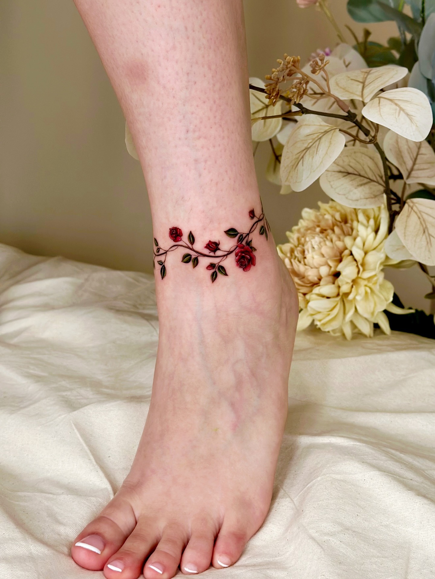 Rose Vine Anklet Tattoo Tattoo Design