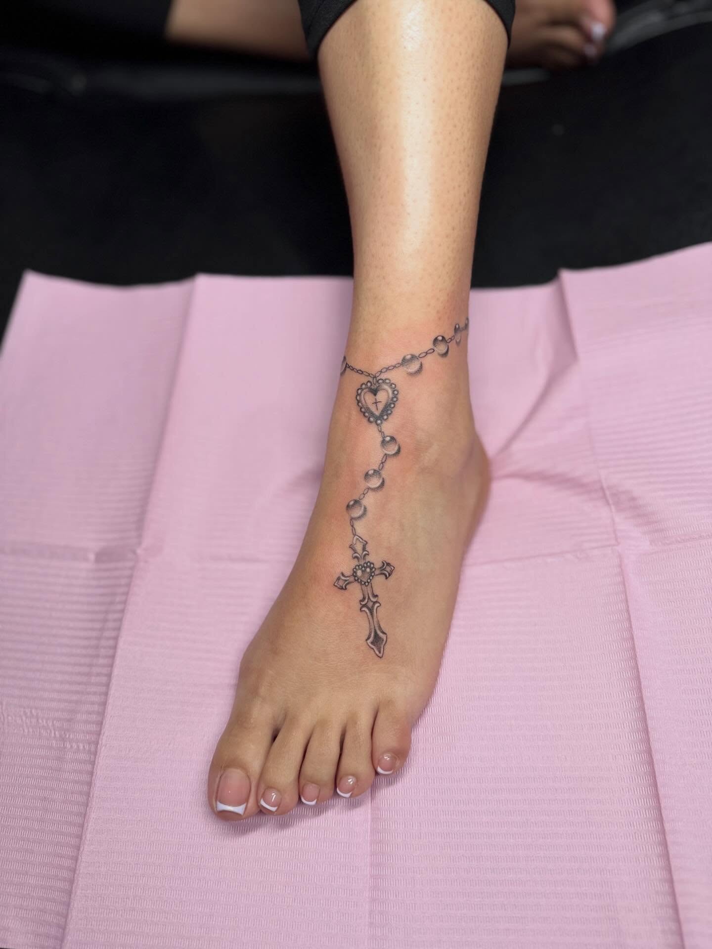 Sacred Heart and Cross Anklet Tattoo Tattoo Design