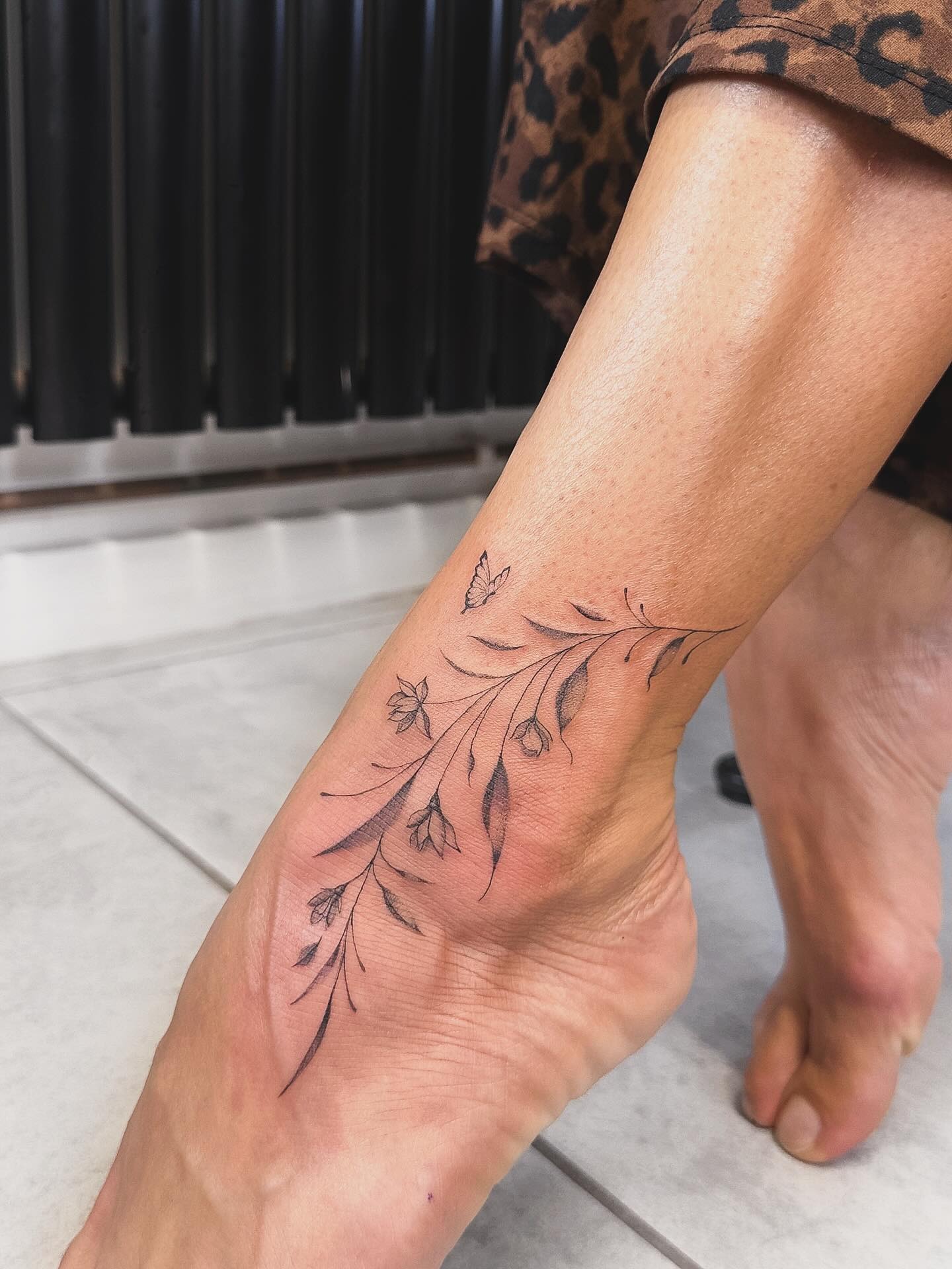 Wildflower Branch Ankle Tattoo Tattoo Design