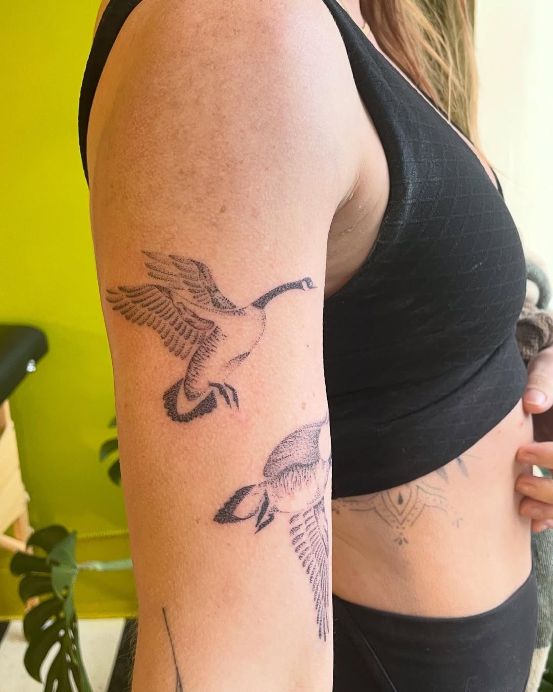 Elegant flying geese tattoo on arm Tattoo Design