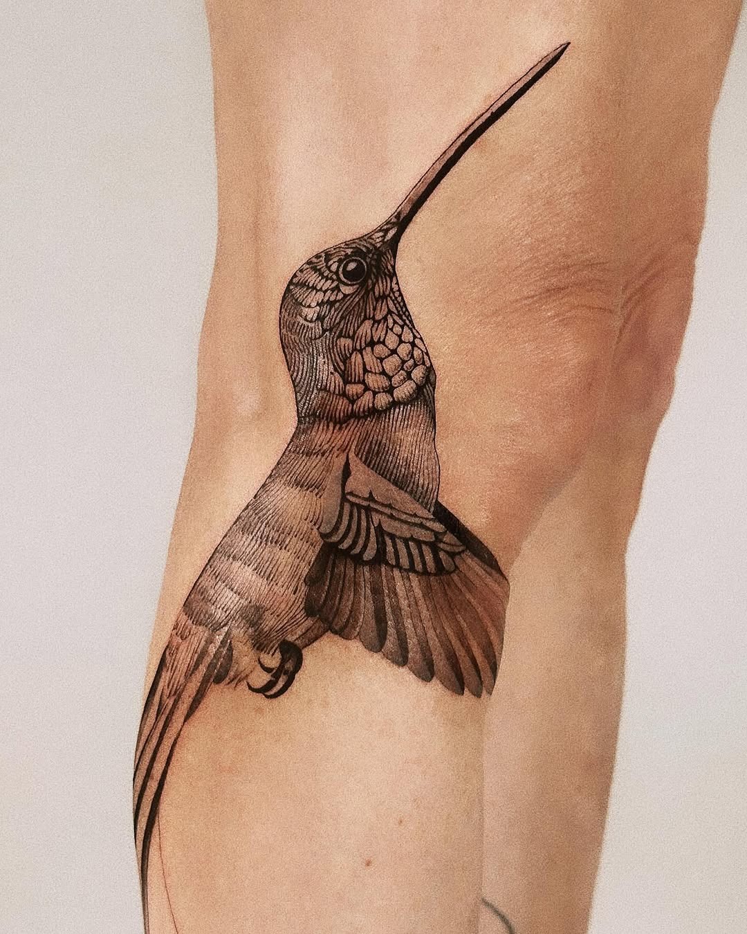 Intricate hummingbird tattoo with floral elements Tattoo Design
