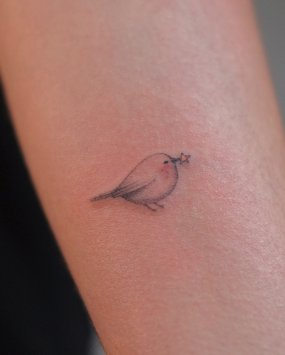 Whimsical bird with a star in its beak Tattoo Design