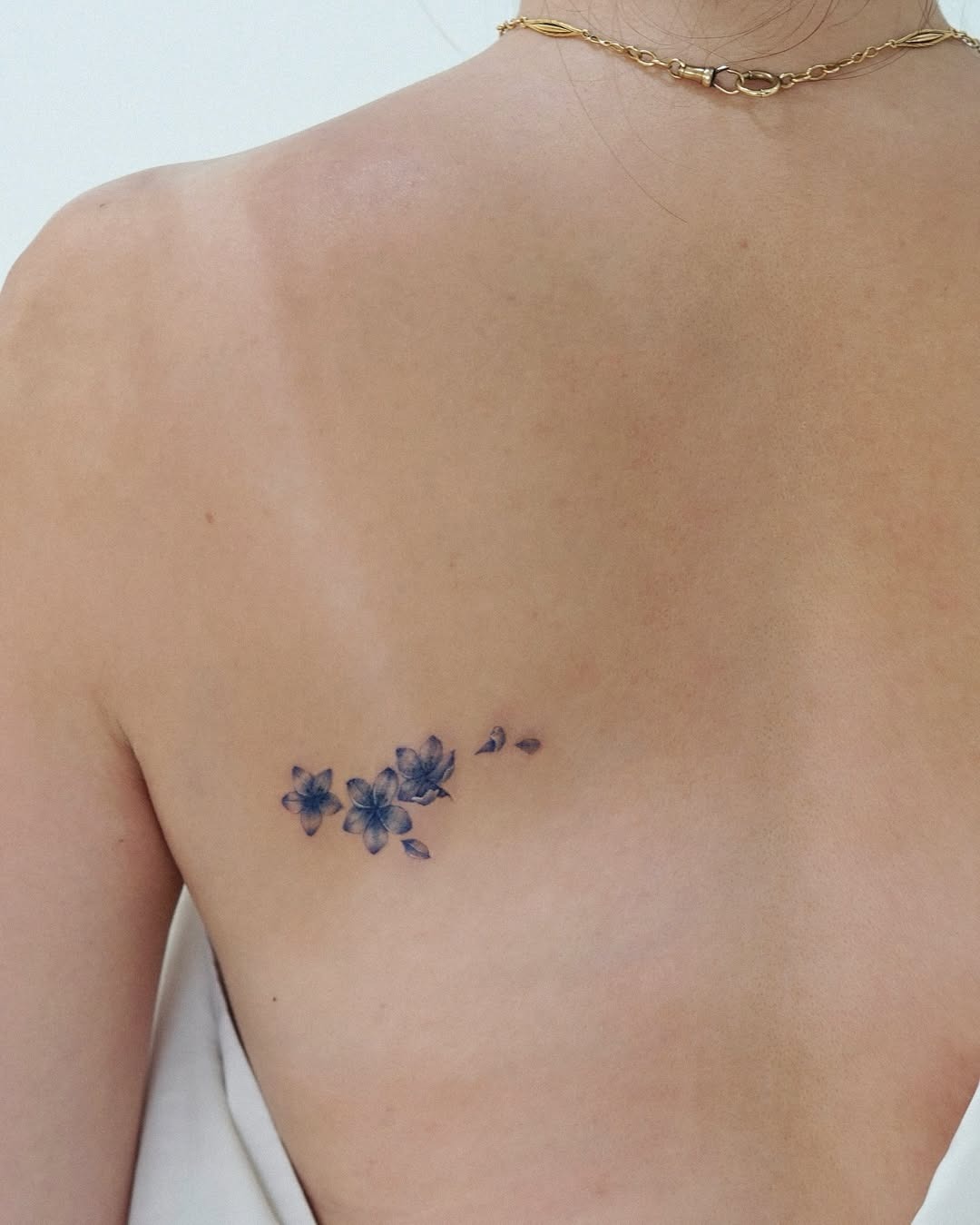 Delicate cherry blossoms inked on the back Tattoo Design