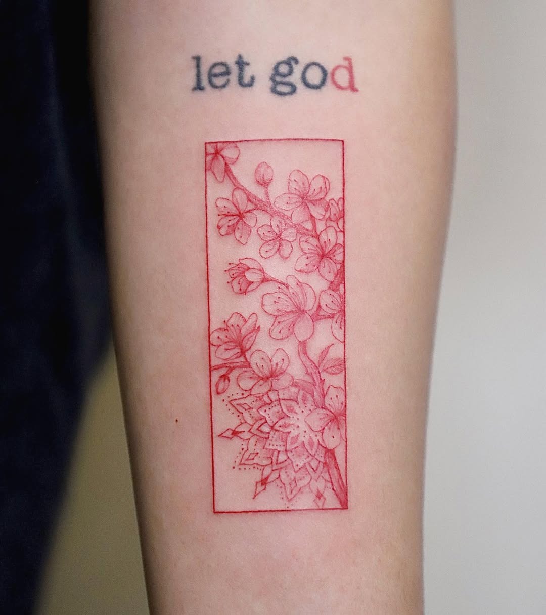 Delicate red cherry blossom floral tattoo design Tattoo Design