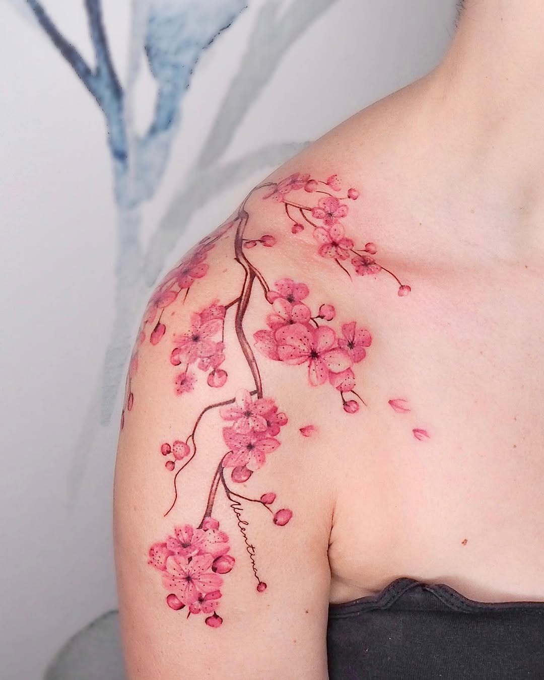 Stunning cherry blossom tattoo on shoulder Tattoo Design