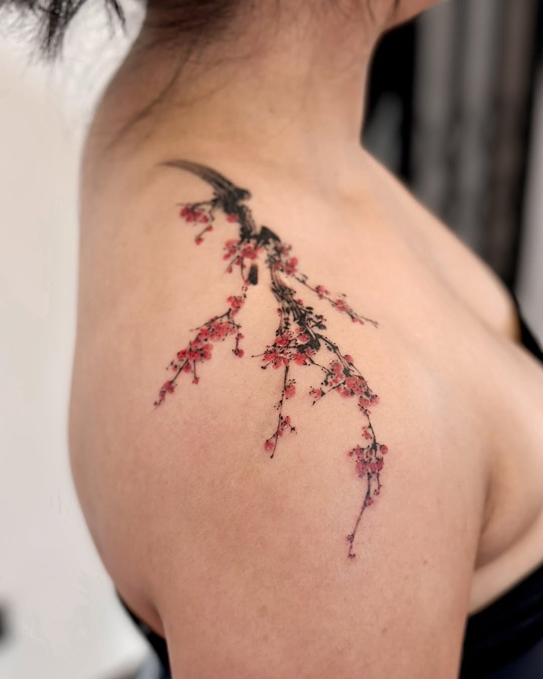 Stunning cherry blossom tattoo on shoulder Tattoo Design