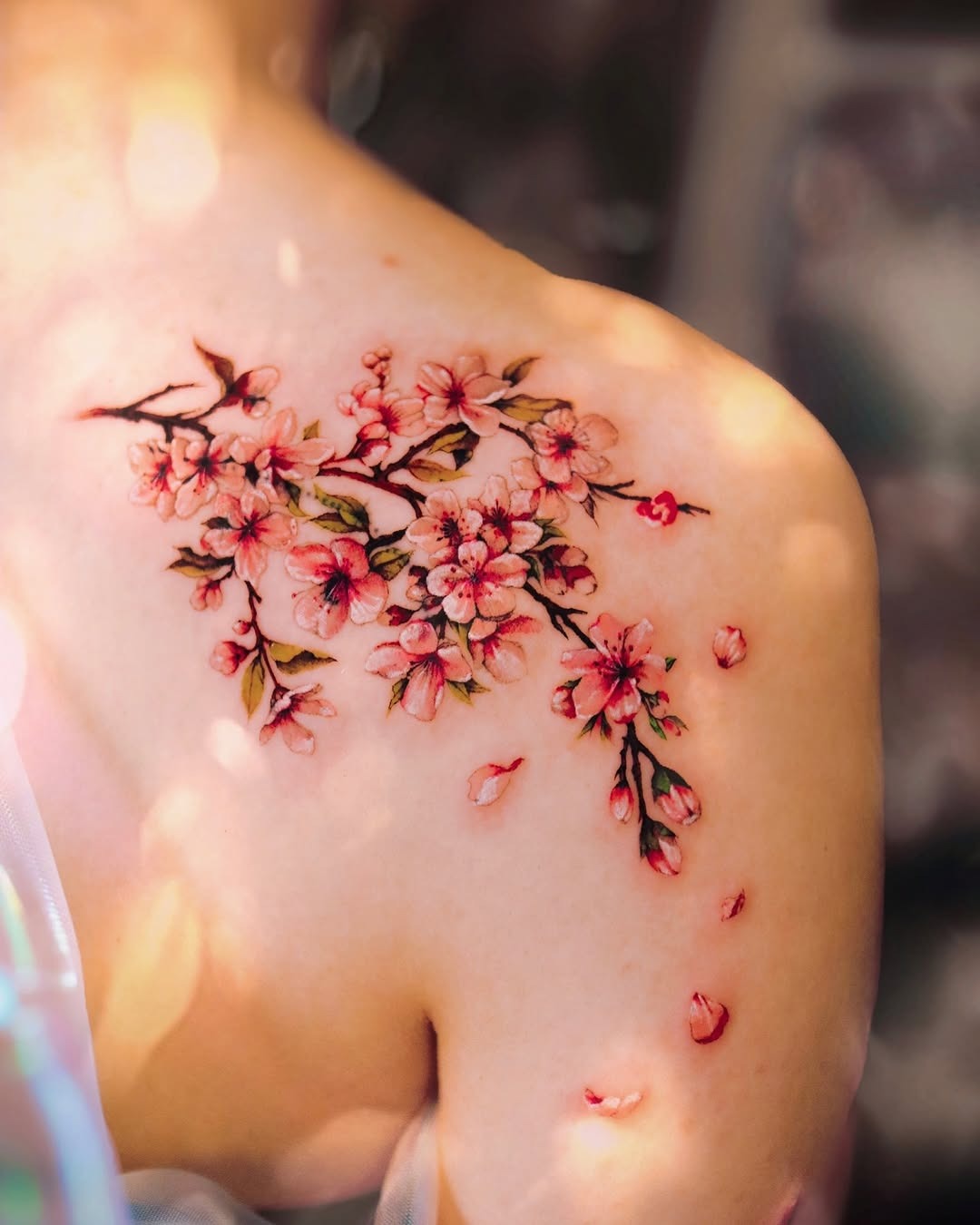 Stunning cherry blossom tattoo on shoulder Tattoo Design