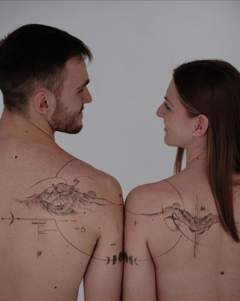 Anchor and Compass Couple Tattoos Tattoo Design