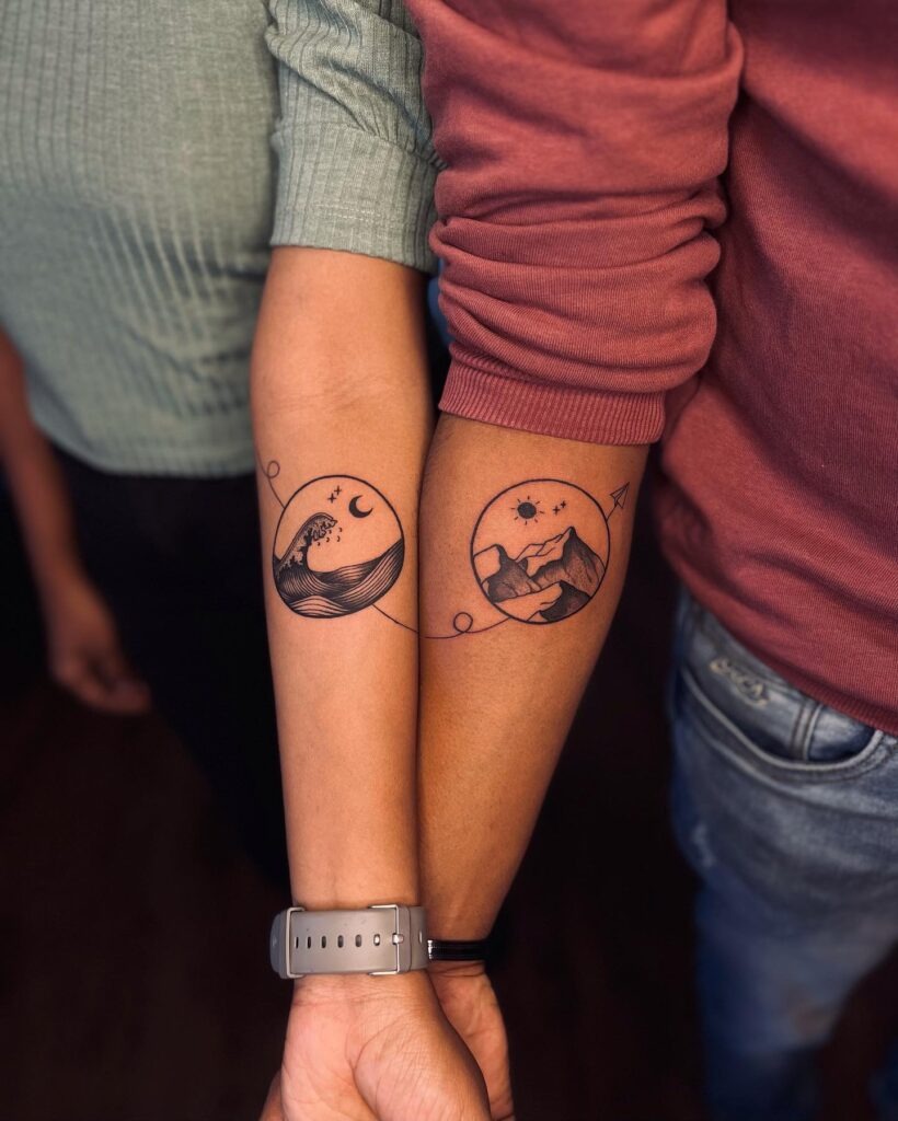 Connected Hearts and Celestial Rings Tattoos Tattoo Design