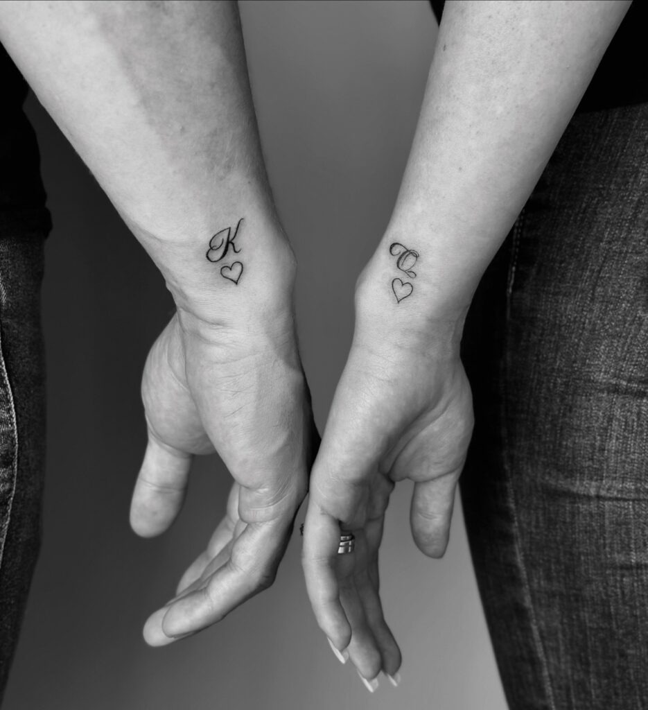 Initials with Line Couple Tattoos Tattoo Design
