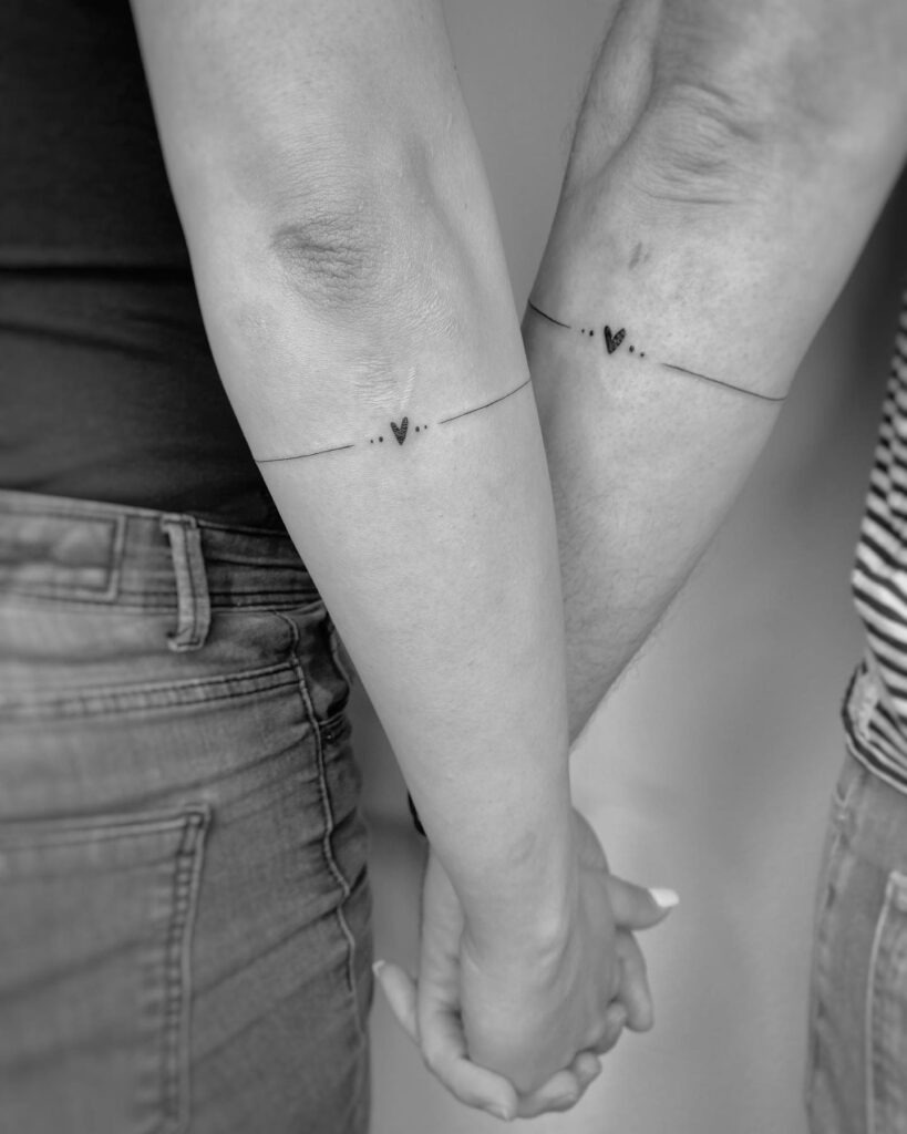 Matching Arrow and Celestial Symbol Tattoos Tattoo Design
