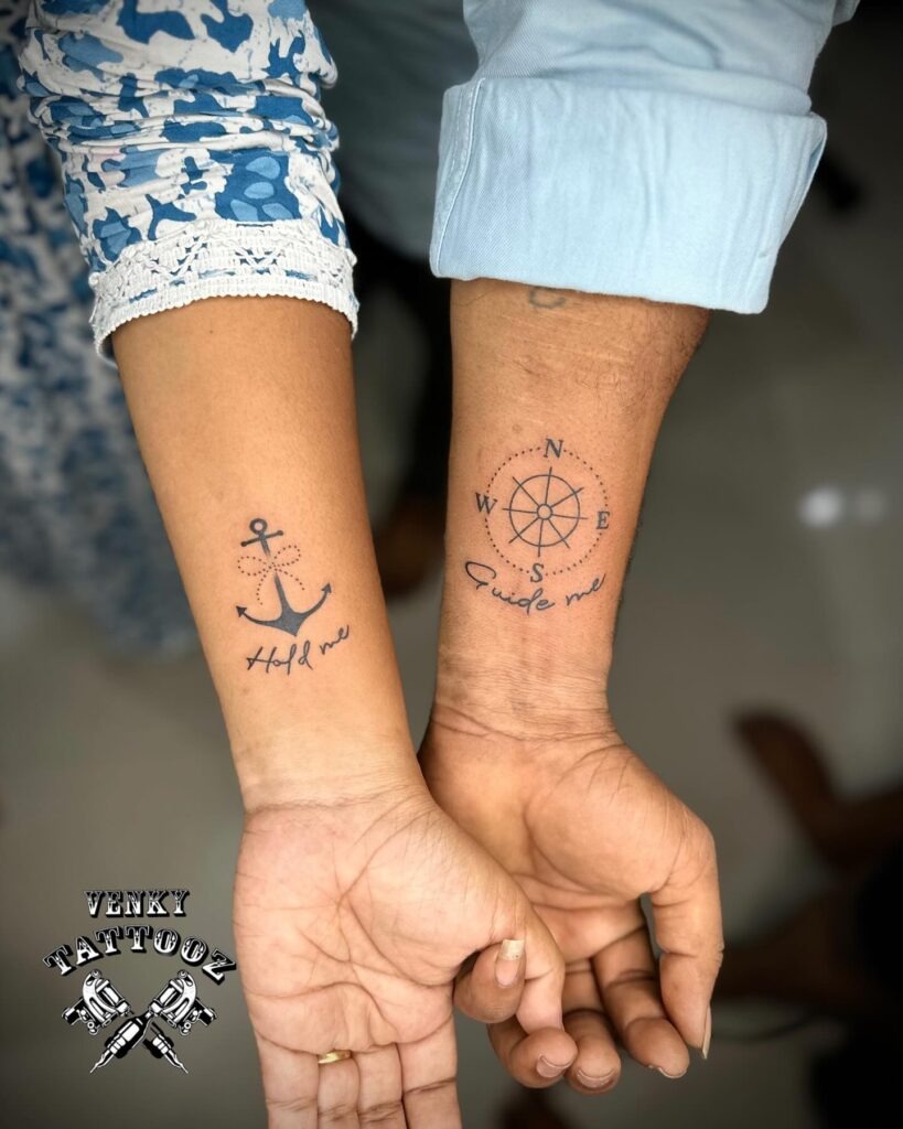 Matching Ocean and Mountain Tattoos Tattoo Design
